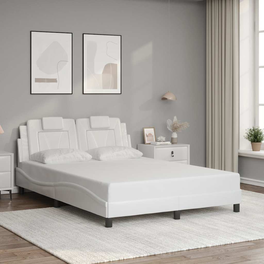 Bettgestell "Viana" ohne Matratze Weiß 140x190 cm Kunstleder