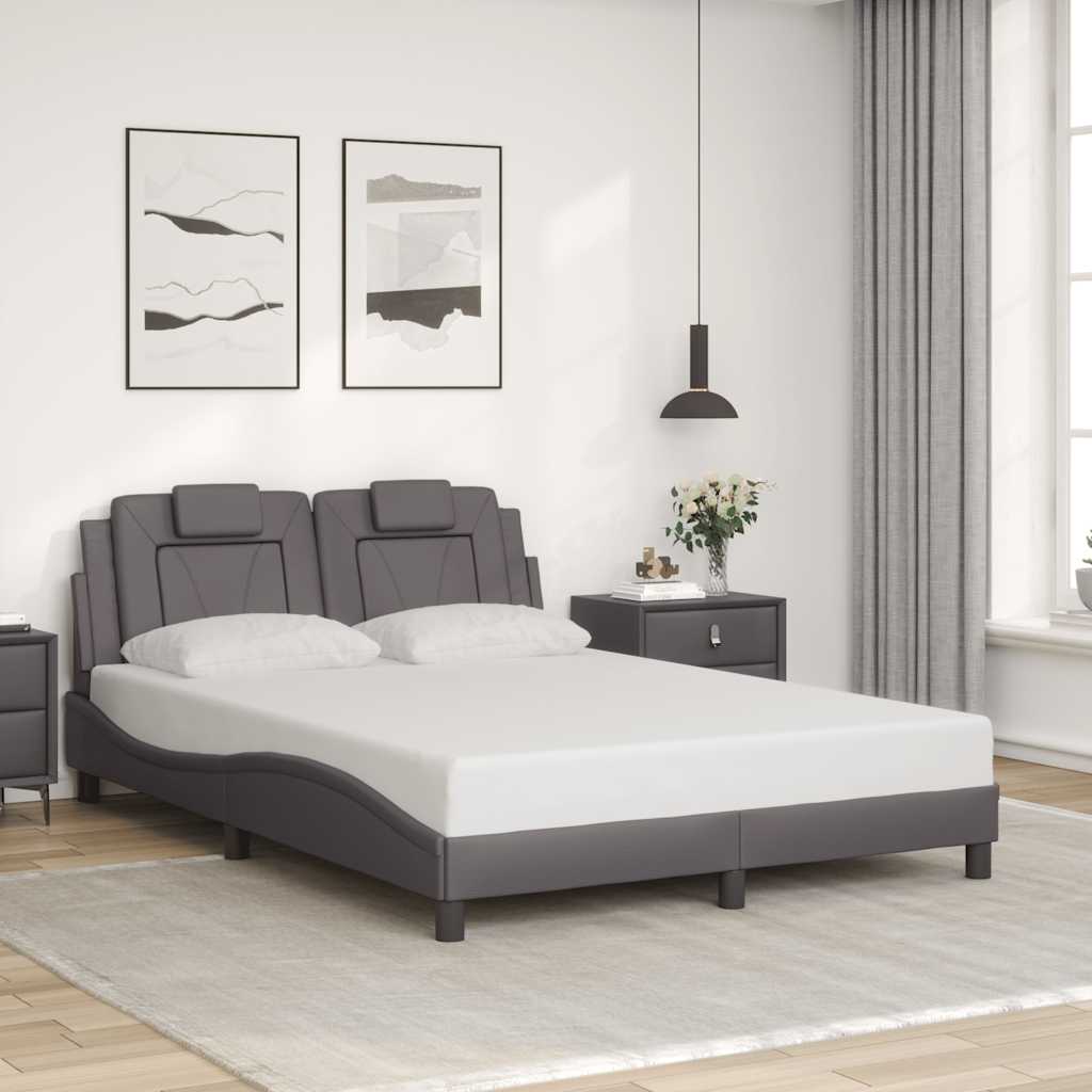Bettgestell "Viana" ohne Matratze Grau 140x190 cm Kunstleder