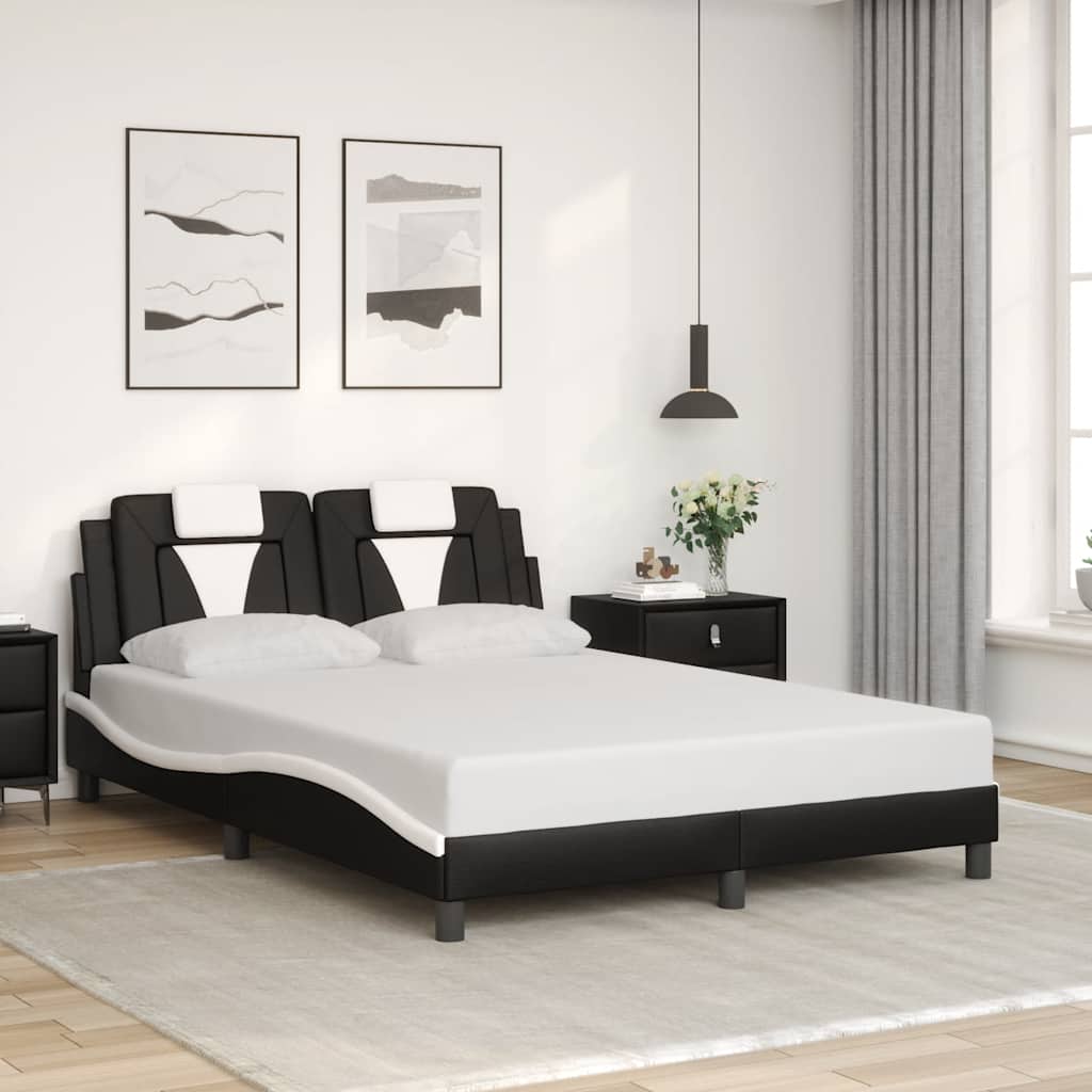 Bettgestell "Viana" ohne Matratze Schwarz und Weiß 140x190 cm Kunstleder