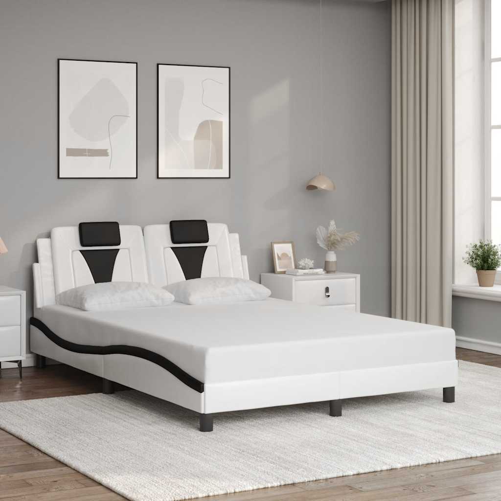 Bettgestell "Viana" ohne Matratze Weiß und Schwarz 140x190 cm Kunstleder