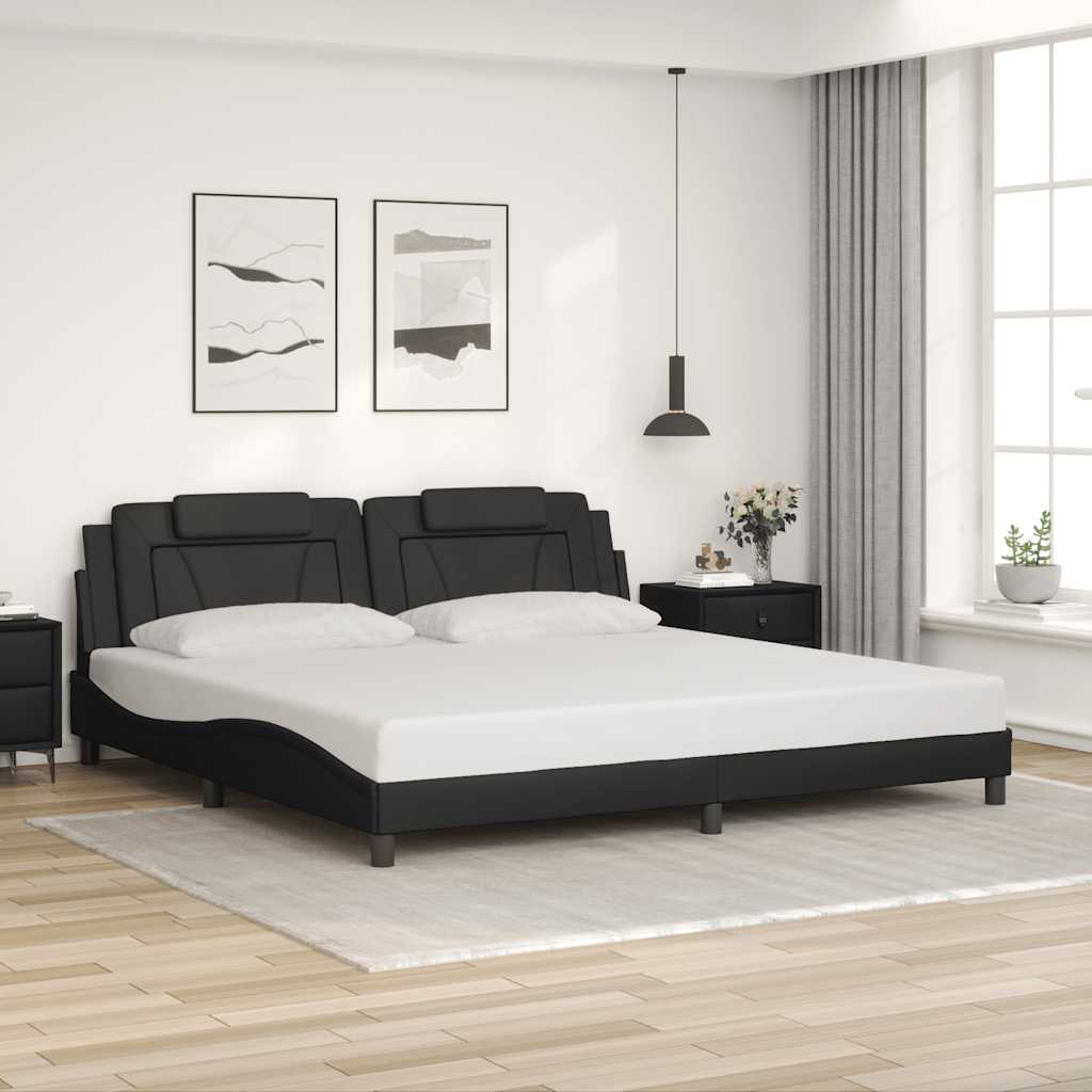 Bettgestell "Viana" ohne Matratze Schwarz 200x200 cm Kunstleder