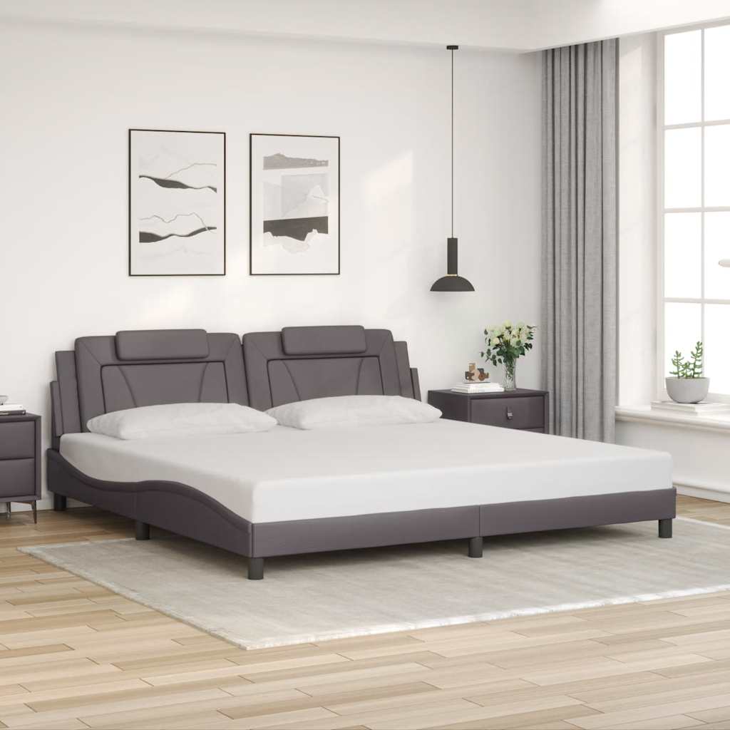 Bettgestell "Viana" ohne Matratze Grau 200x200 cm Kunstleder