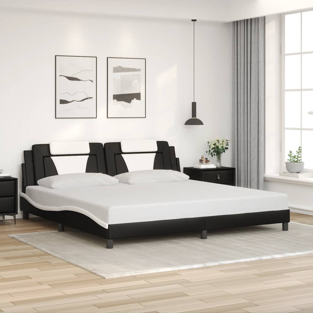 Bettgestell "Viana" ohne Matratze Schwarz und Weiß 200x200 cm Kunstleder
