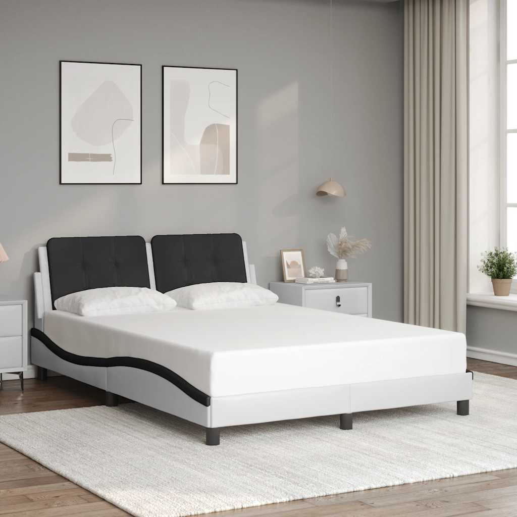Bettgestell ohne Matratze "Zadar" Weiß und Schwarz 120x200 cm Kunstleder