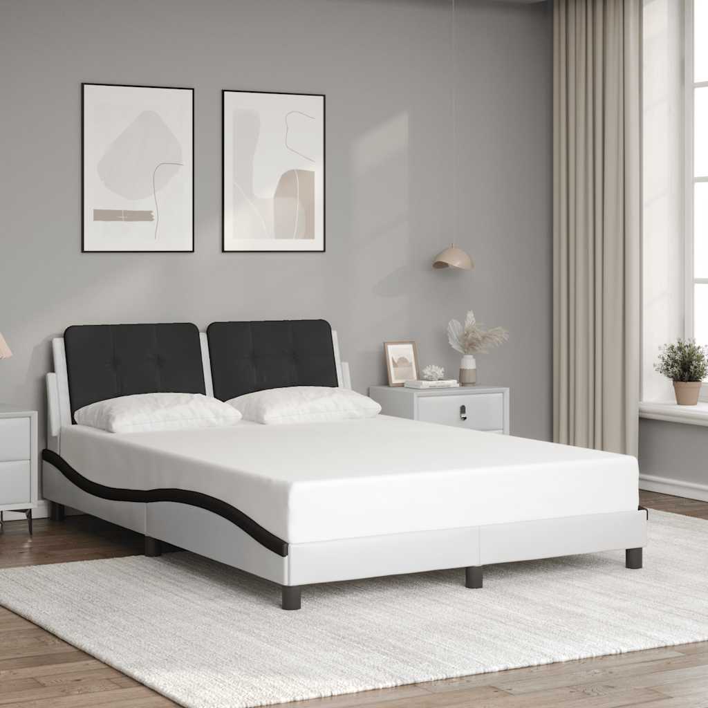 Bettgestell ohne Matratze "Zadar" Weiß und Schwarz 140x190 cm Kunstleder