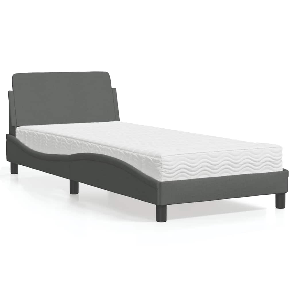 Bett mit Matratze "Dover" Dunkelgrau 80x200 cm Stoff