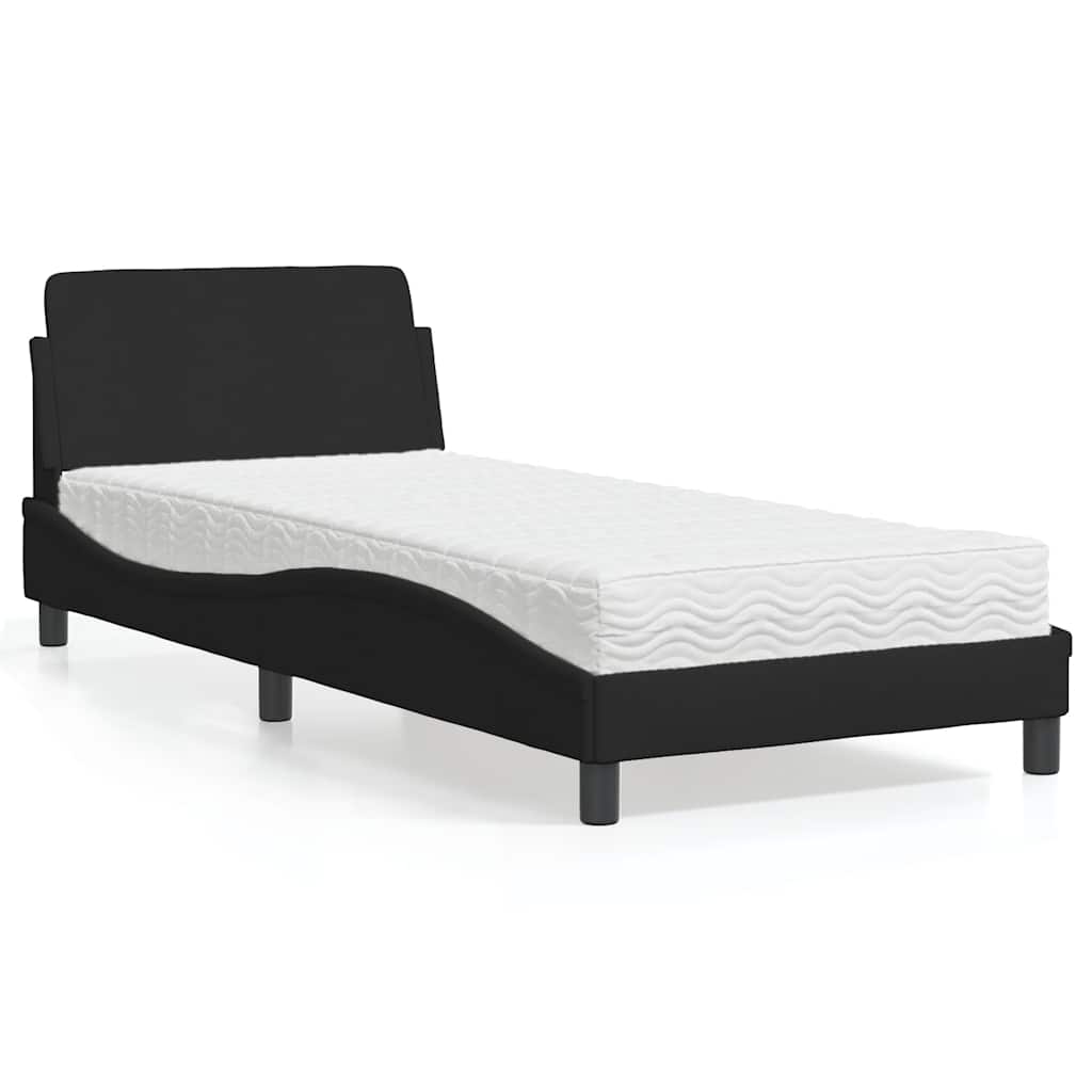 Bett mit Matratze "Dover" Schwarz 80x200 cm Stoff