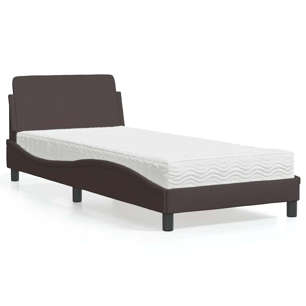 Bett mit Matratze "Dover" Dunkelbraun 80x200 cm Stoff