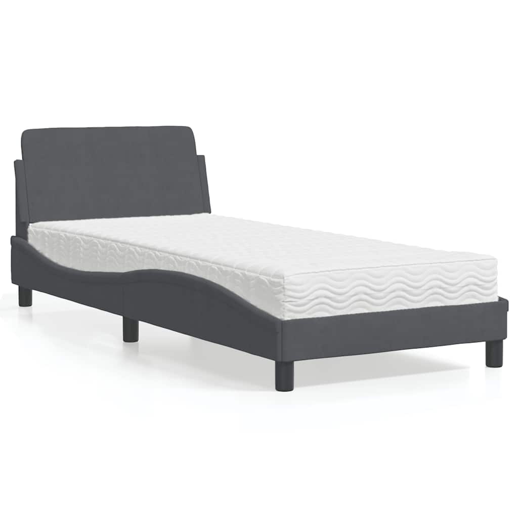 Bett mit Matratze "Dover" Dunkelgrau 80x200 cm Samt