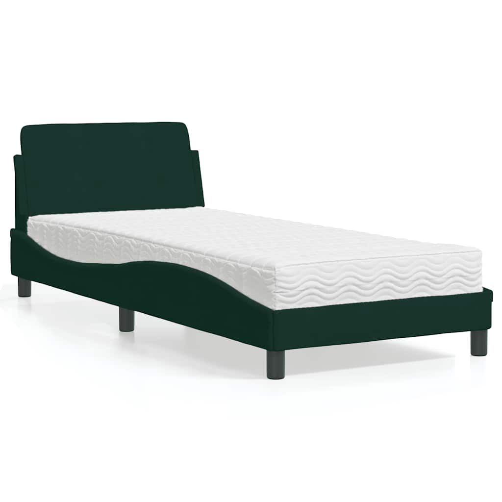 Bett mit Matratze "Dover" Dunkelgrün 80x200 cm Samt