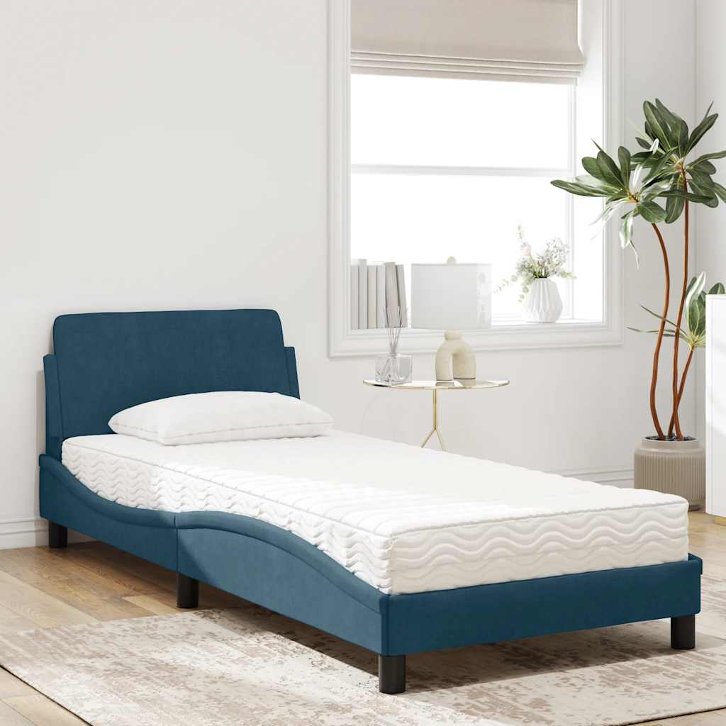Bett mit Matratze "Dover" Blau 80x200 cm Samt