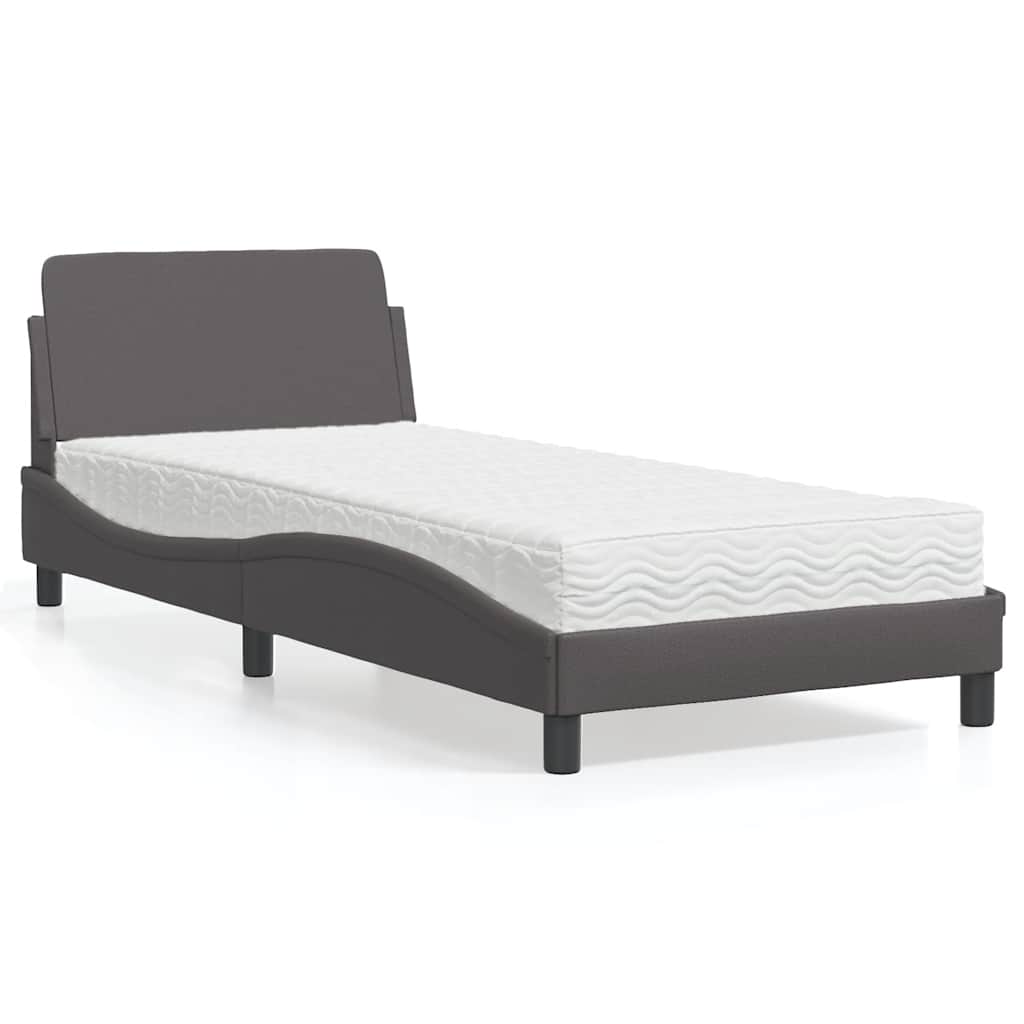 Bett mit Matratze "Dover" Grau 80x200 cm Kunstleder