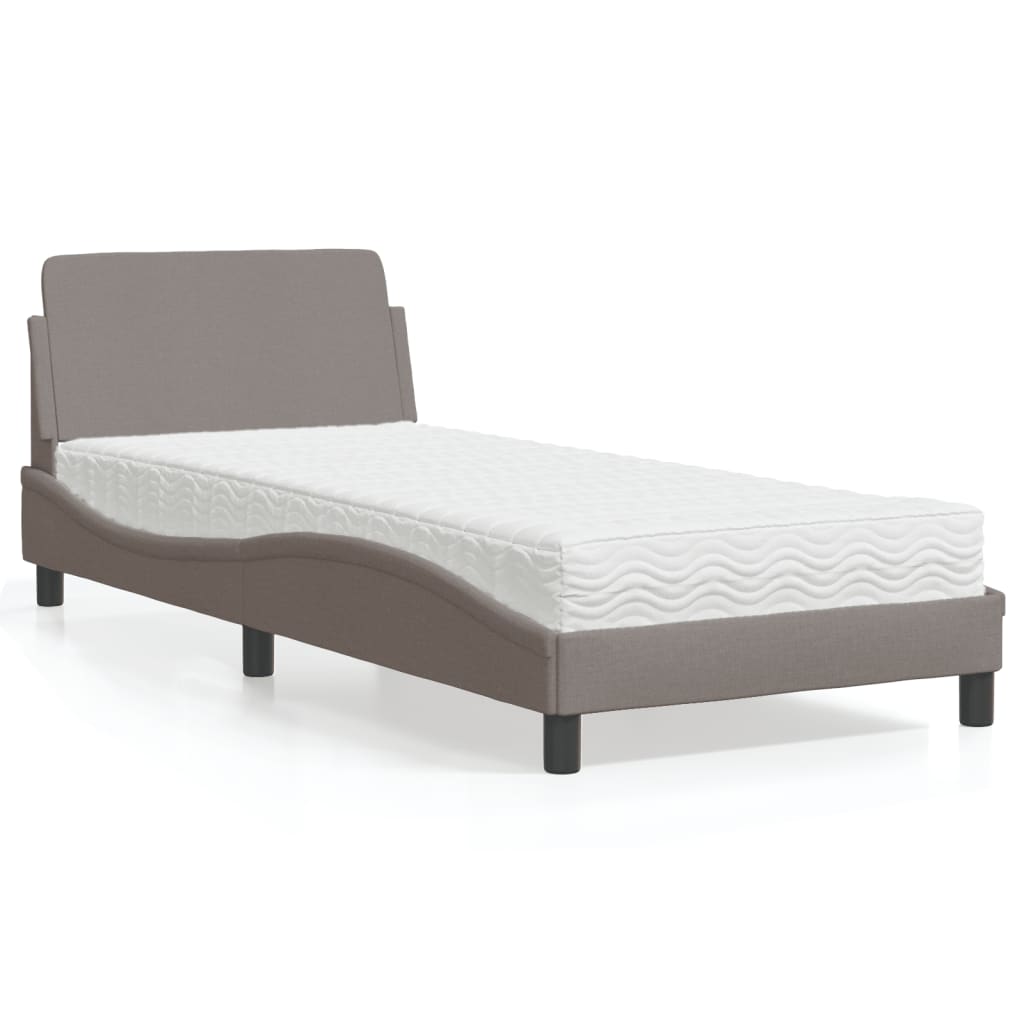 Bett mit Matratze "Dover" Taupe 90x190 cm Stoff