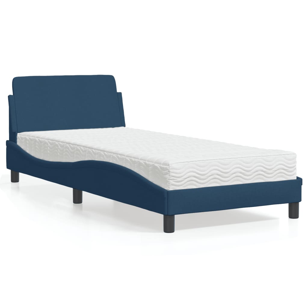 Bett mit Matratze "Dover" Blau 90x190 cm Stoff