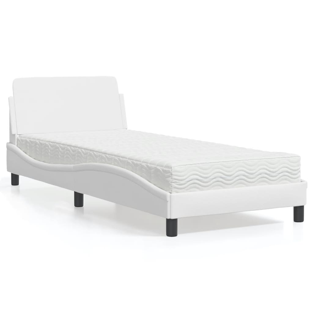 Bett mit Matratze "Dover" Weiß 90x190 cm Kunstleder