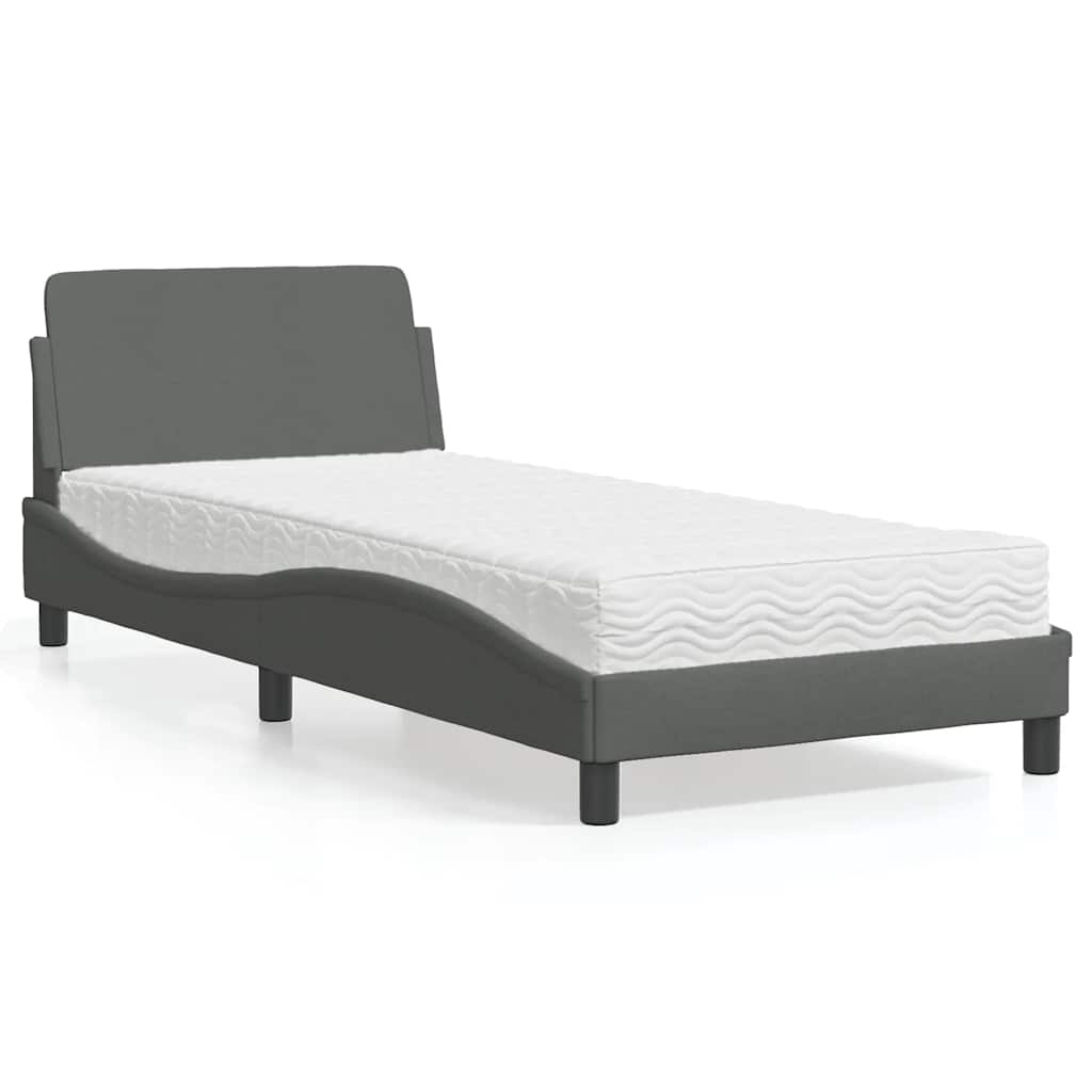 Bett mit Matratze "Dover" Dunkelgrau 90x200 cm Stoff