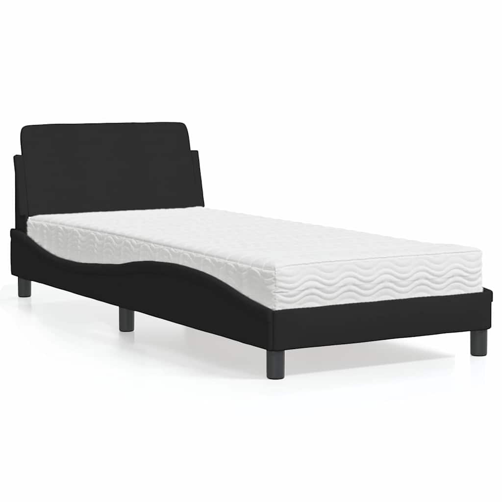 Bett mit Matratze "Dover" Schwarz 90x200 cm Stoff