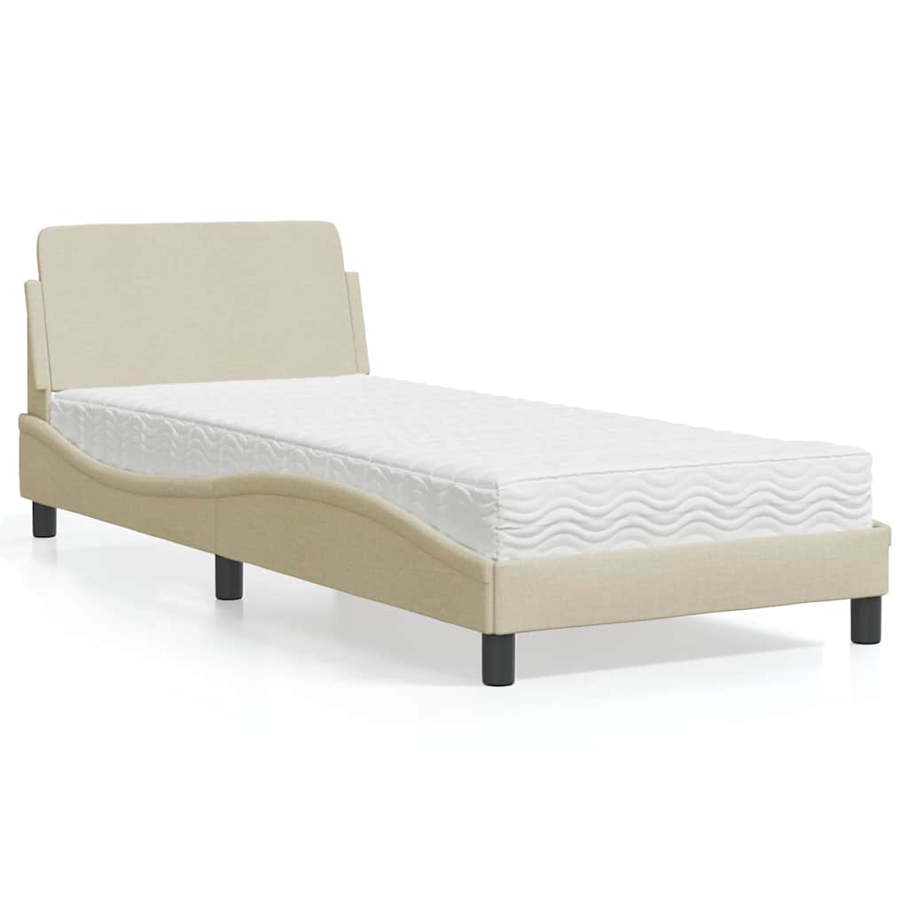 Bett mit Matratze "Dover" Creme 90x200 cm Stoff