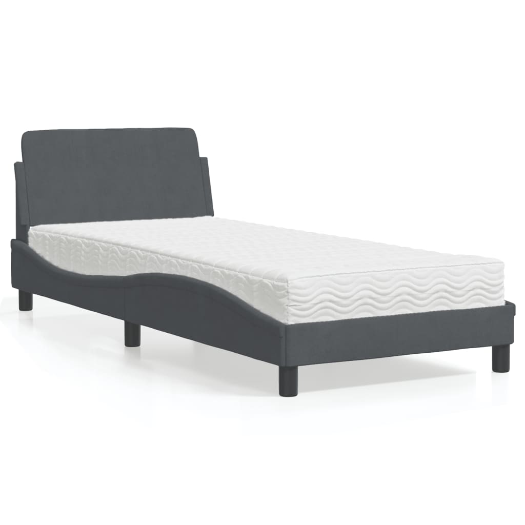 Bett mit Matratze "Dover" Dunkelgrau 90x200 cm Samt