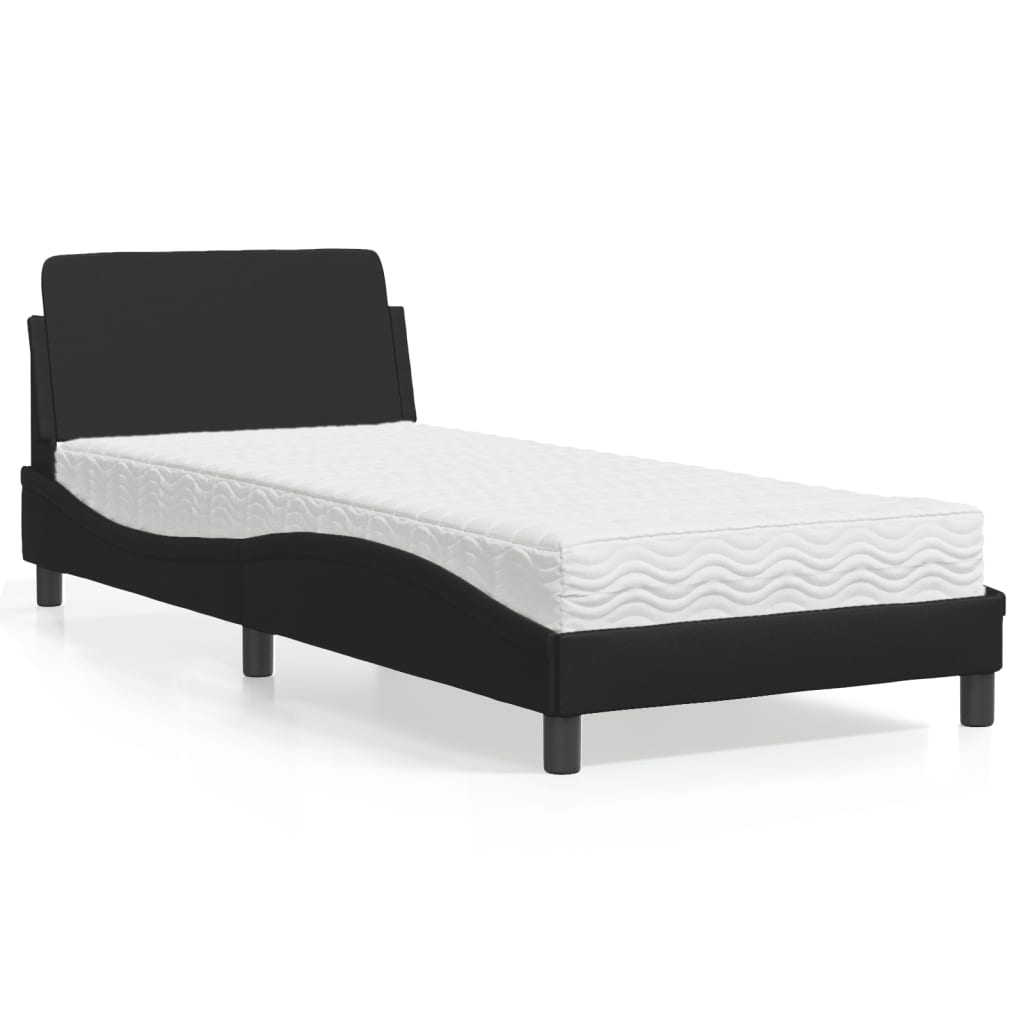 Bett mit Matratze "Dover" Schwarz 90x200 cm Kunstleder