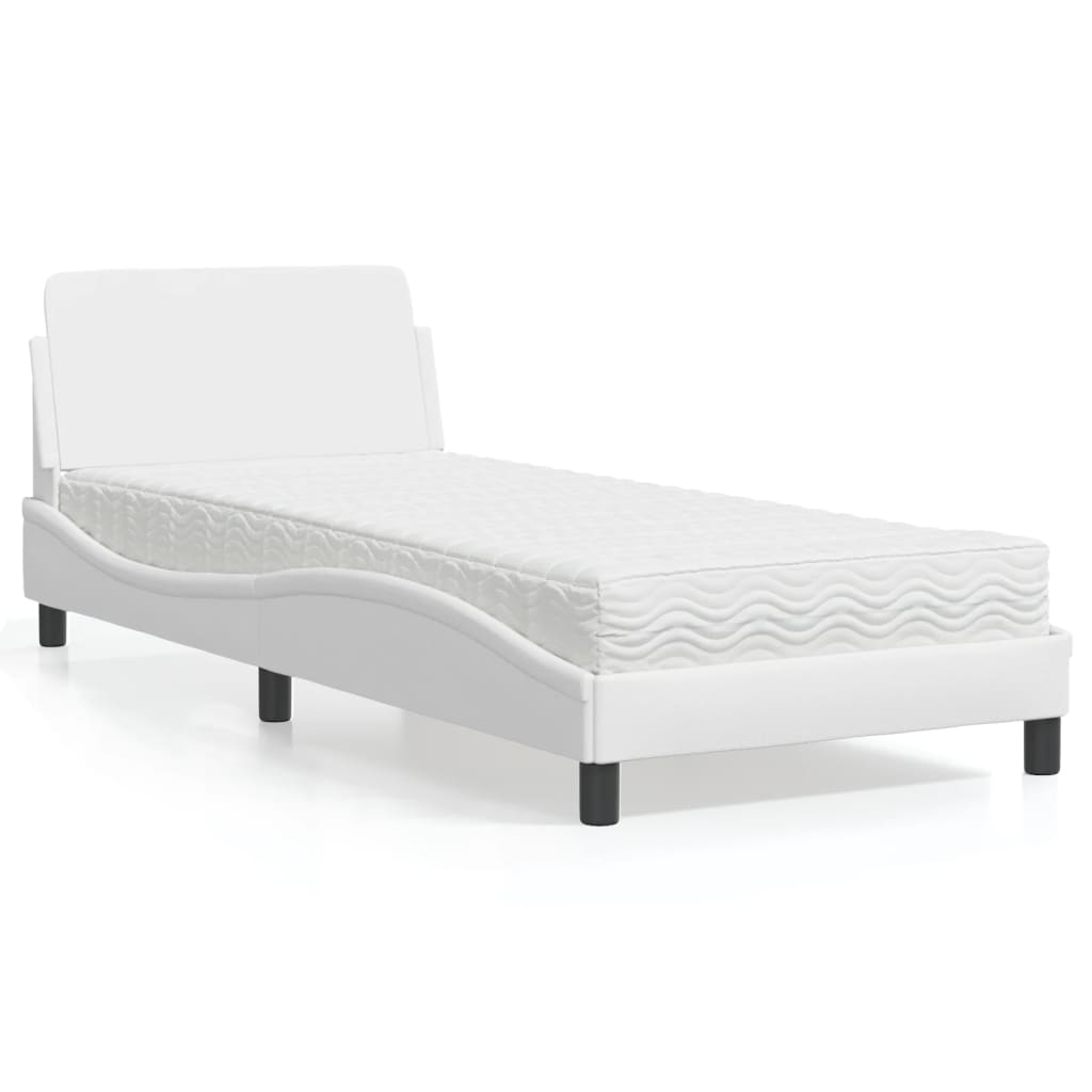 Bett mit Matratze "Dover" Weiß 90x200 cm Kunstleder