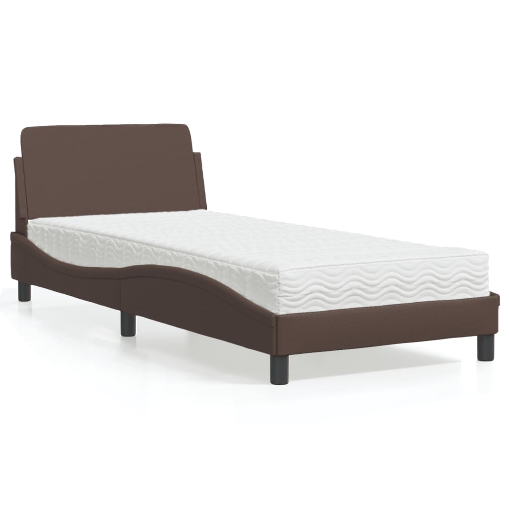 Bett mit Matratze "Dover" Braun 90x200 cm Kunstleder