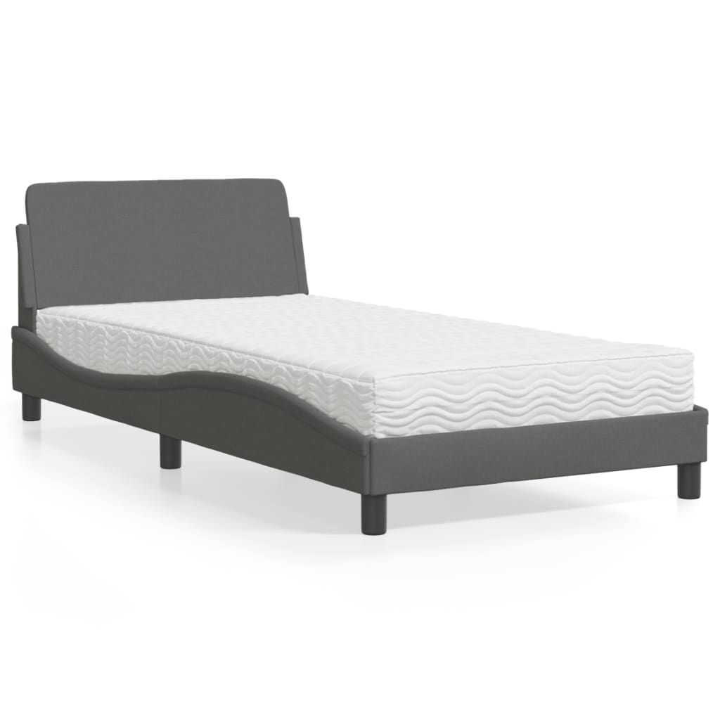 Bett mit Matratze "Dover" Dunkelgrau 100x200 cm Stoff
