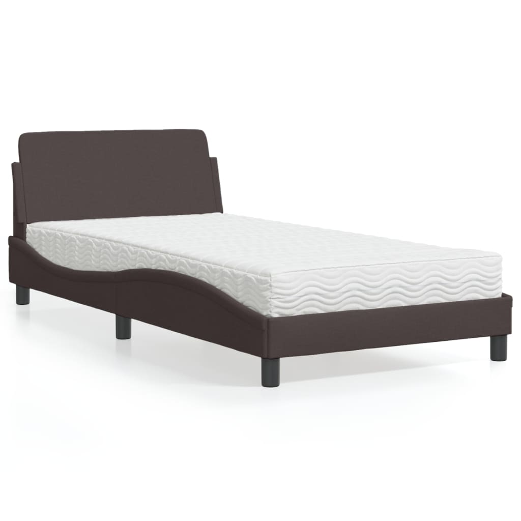 Bett mit Matratze "Dover" Dunkelbraun 100x200 cm Stoff