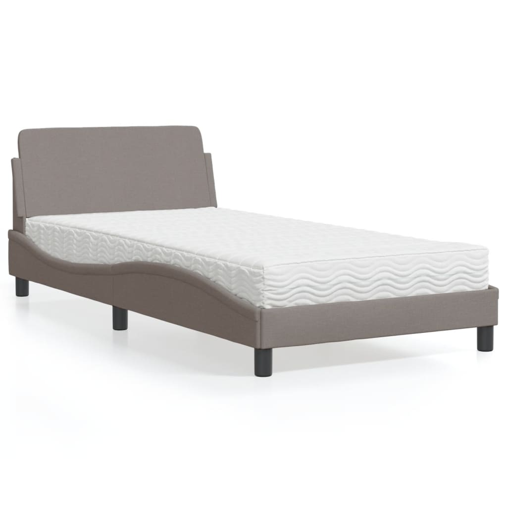 Bett mit Matratze "Dover" Taupe 100x200 cm Stoff