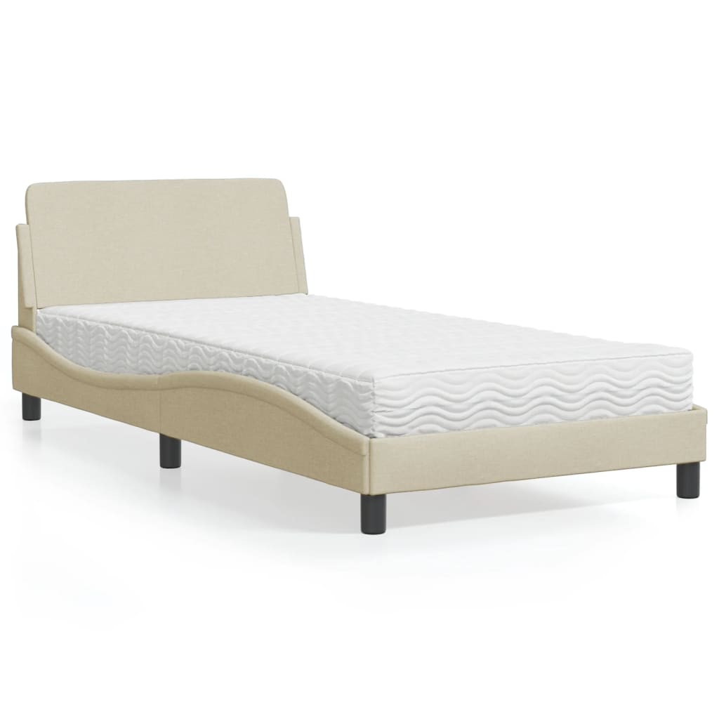 Bett mit Matratze "Dover" Creme 100x200 cm Stoff