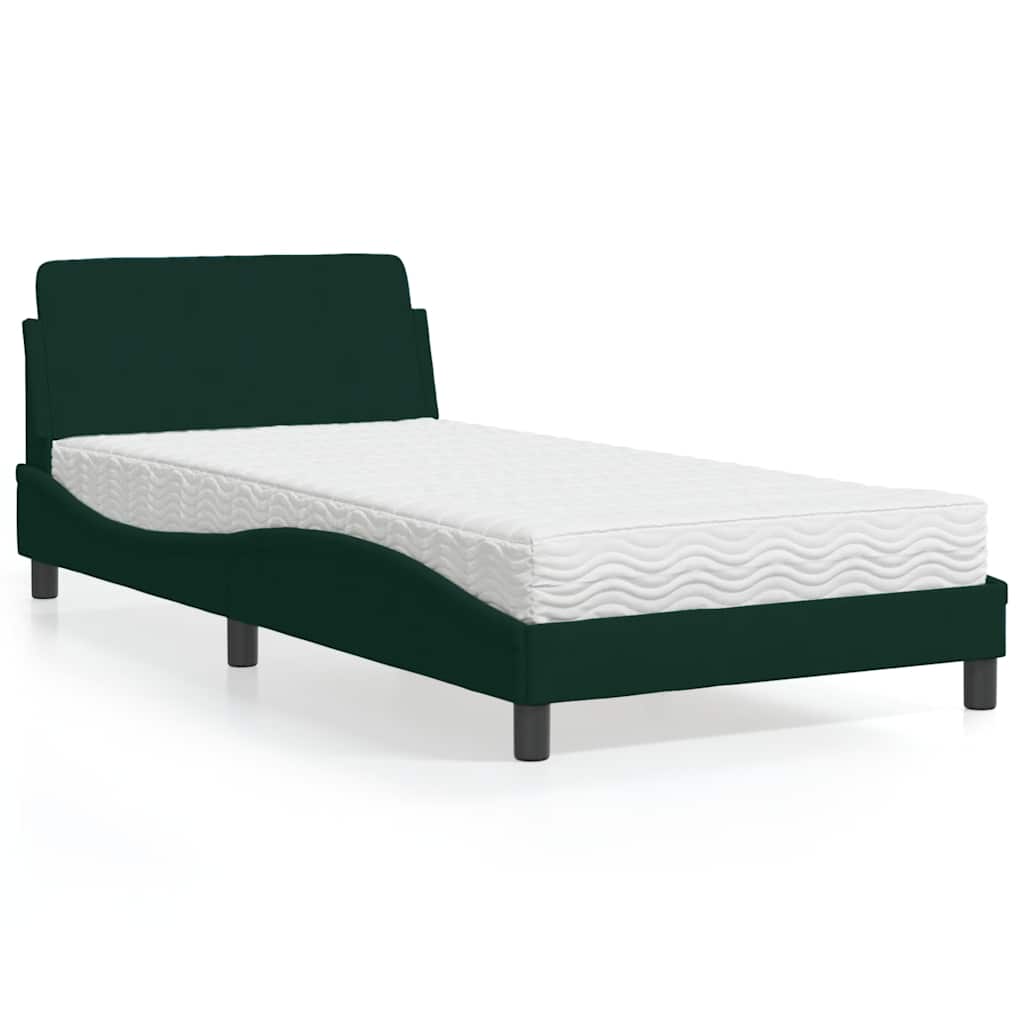 Bett mit Matratze "Dover" Dunkelgrün 100x200 cm Samt
