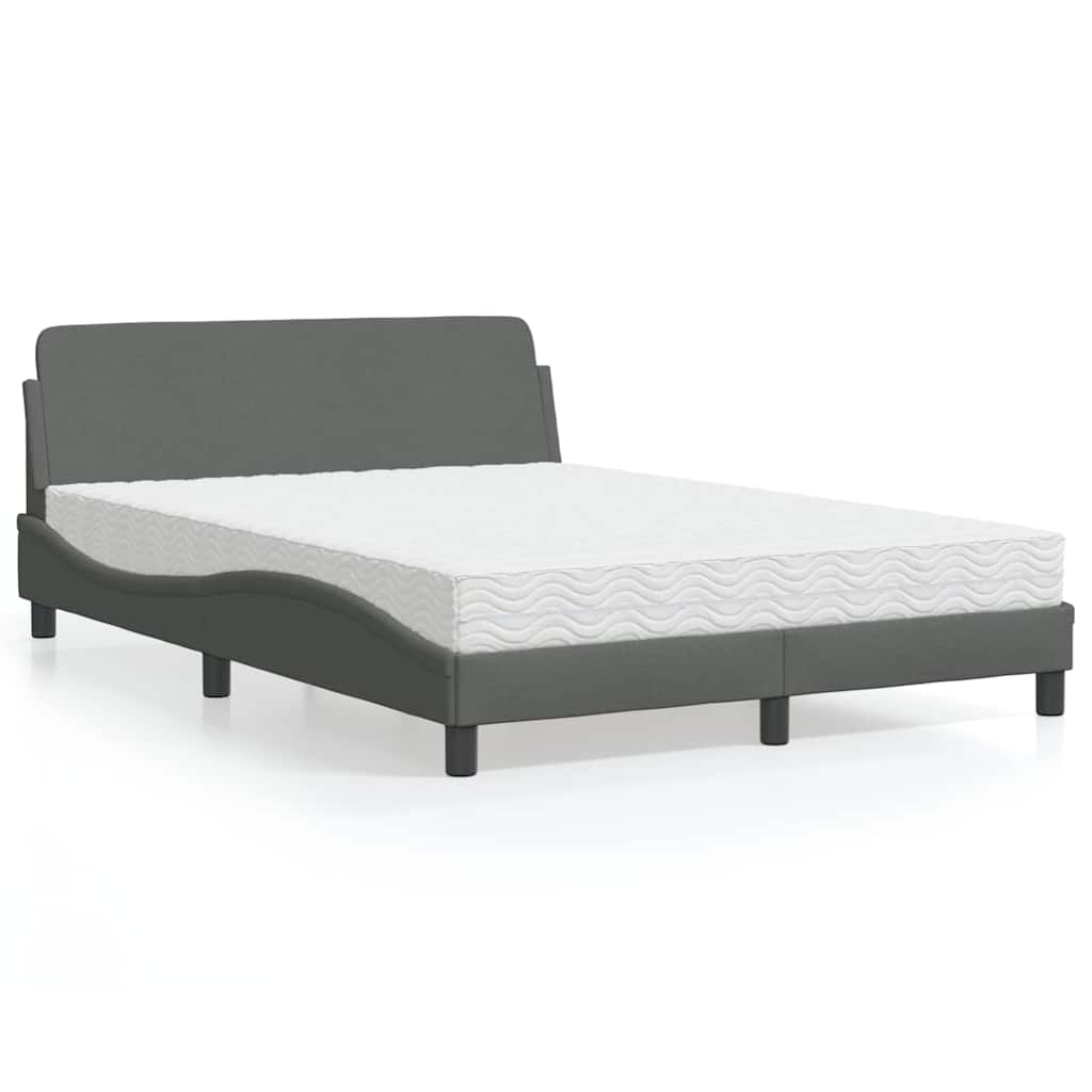 Bett mit Matratze "Dover" Dunkelgrau 120x200 cm Stoff