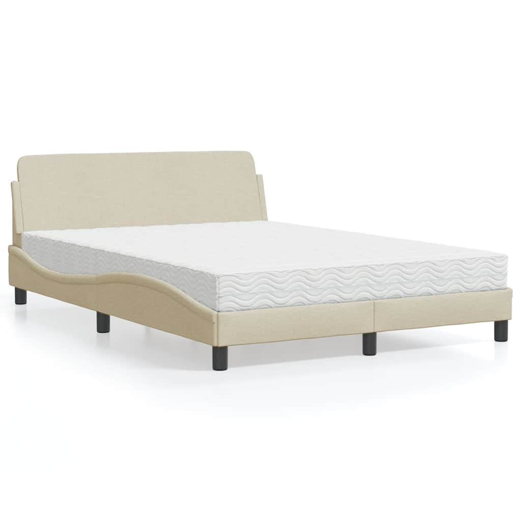 Bett mit Matratze "Dover" Creme 120x200 cm Stoff