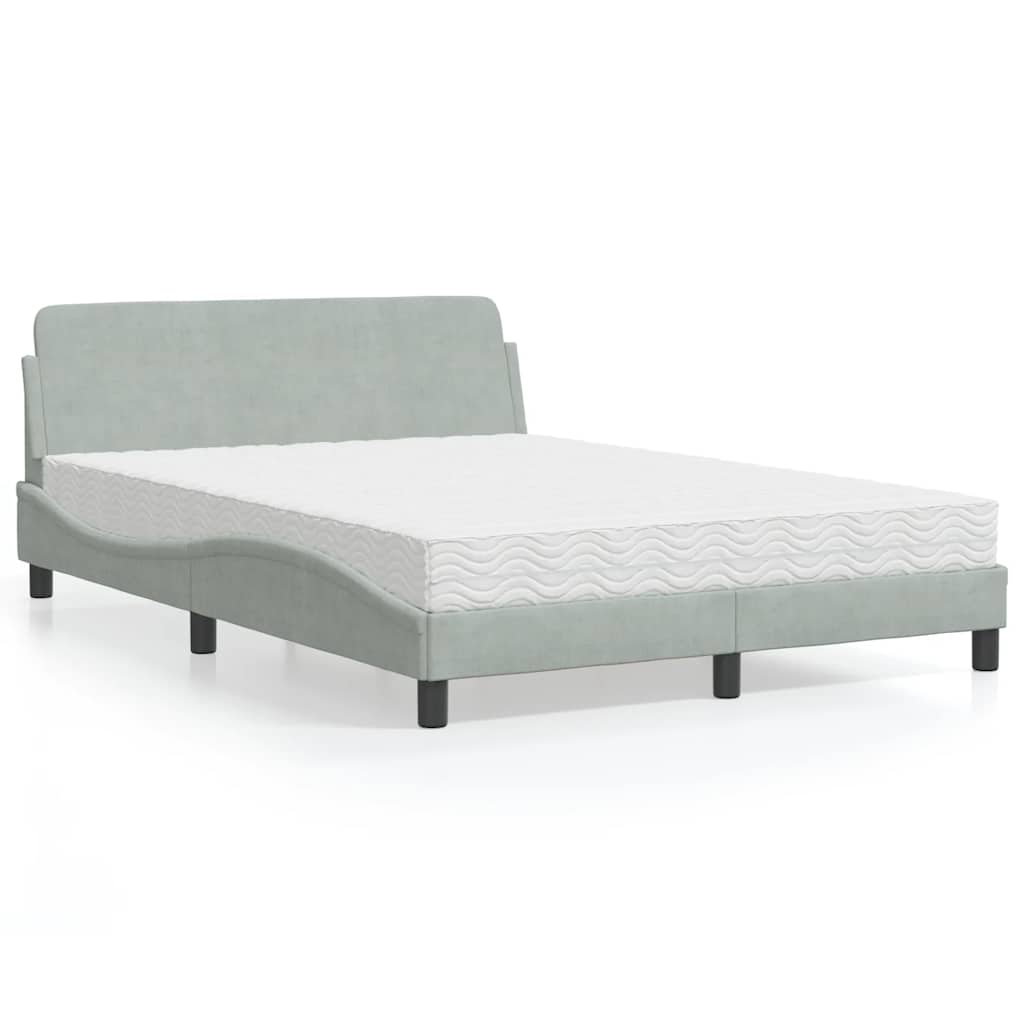 Bett mit Matratze "Dover" Hellgrau 120x200 cm Samt