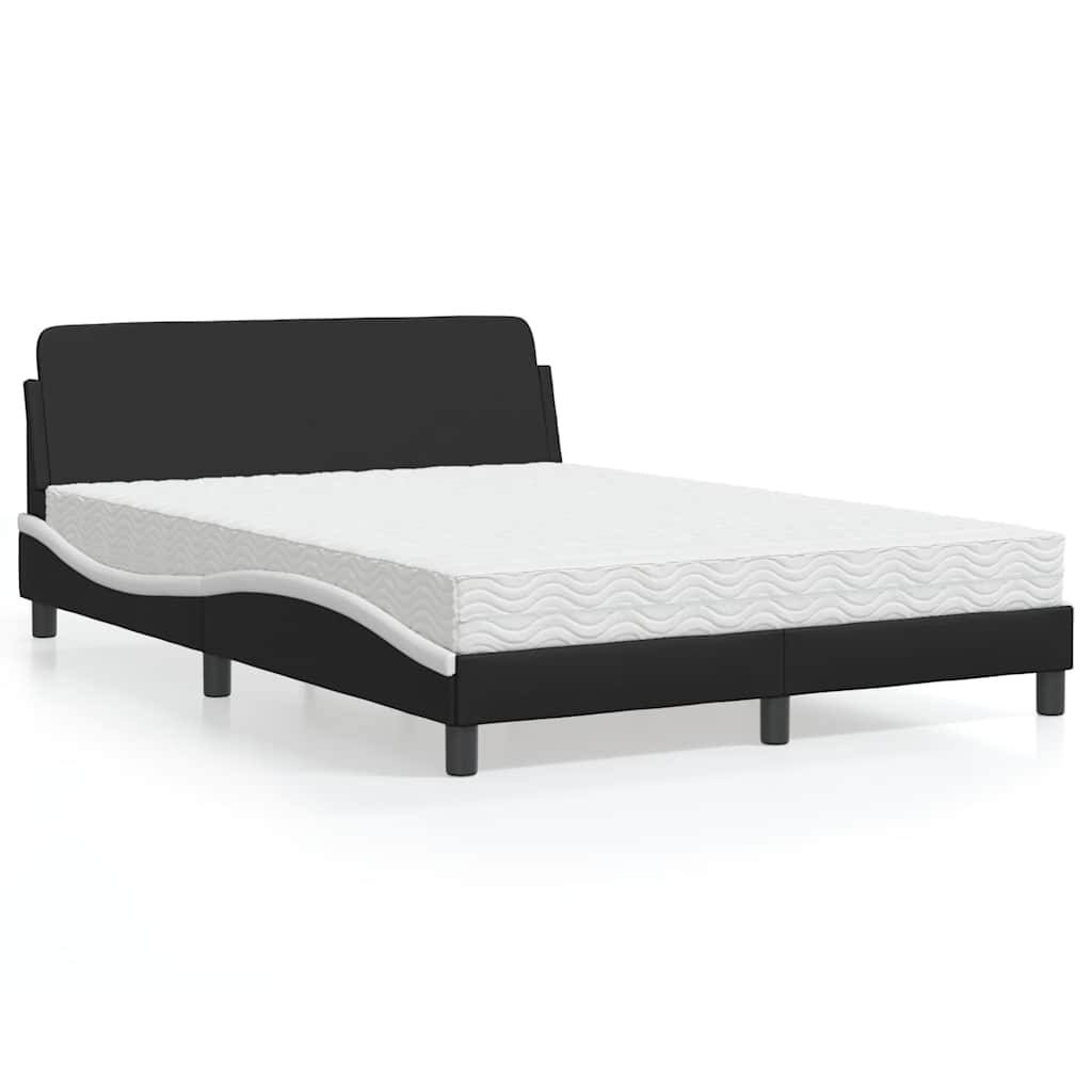 Bett mit Matratze "Dover" Schwarz und Weiß 120x200 cm Kunstleder