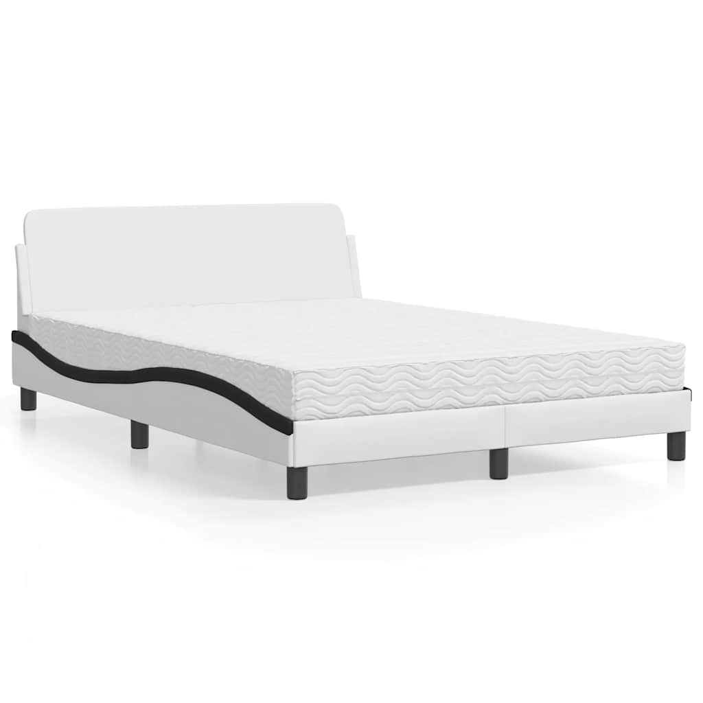Bett mit Matratze "Dover" Weiß und Schwarz 120x200 cm Kunstleder
