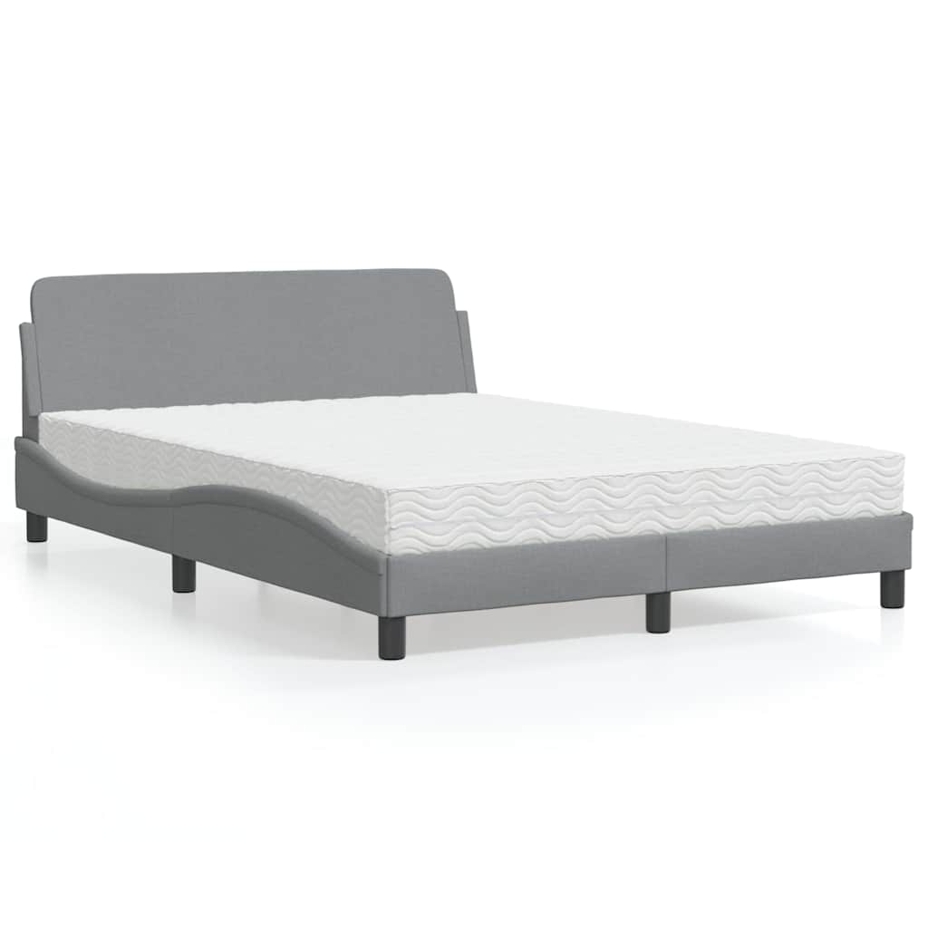 Bett mit Matratze "Dover" Hellgrau 140x190 cm Stoff
