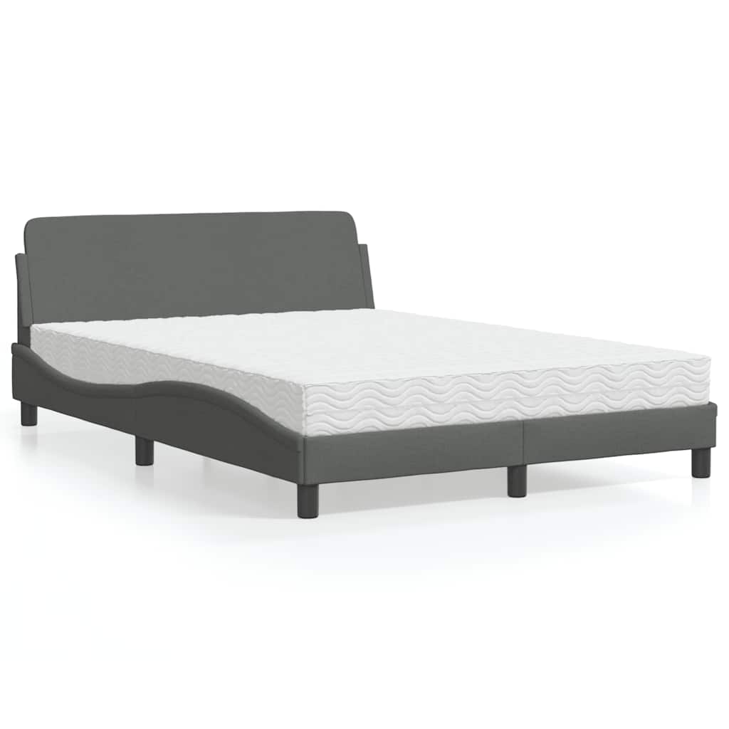 Bett mit Matratze "Dover" Dunkelgrau 140x190 cm Stoff