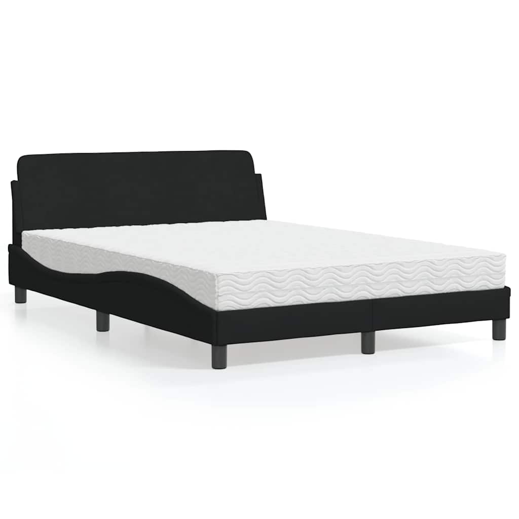 Bett mit Matratze "Dover" Schwarz 140x190 cm Stoff