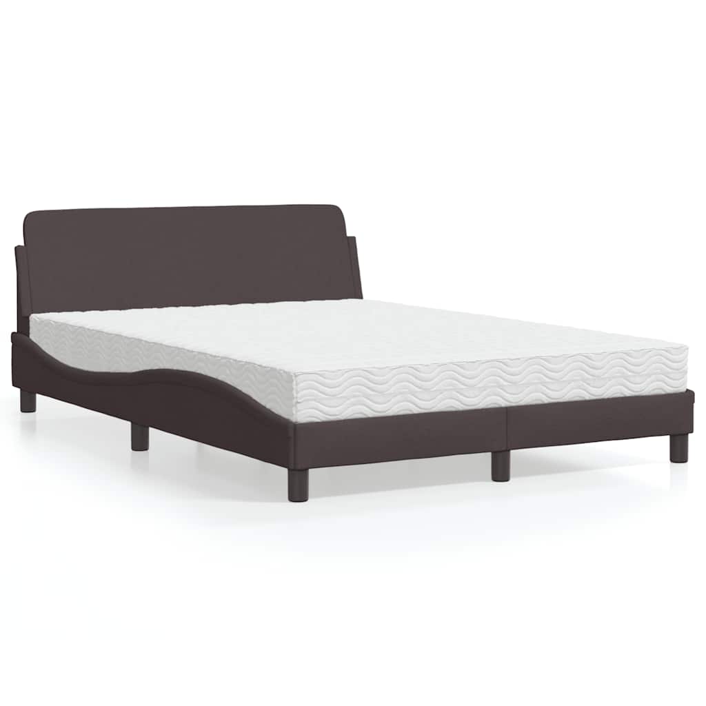 Bett mit Matratze "Dover" Dunkelbraun 140x190 cm Stoff