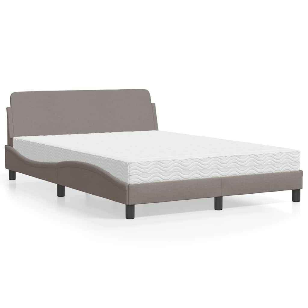 Bett mit Matratze "Dover" Taupe 140x190 cm Stoff