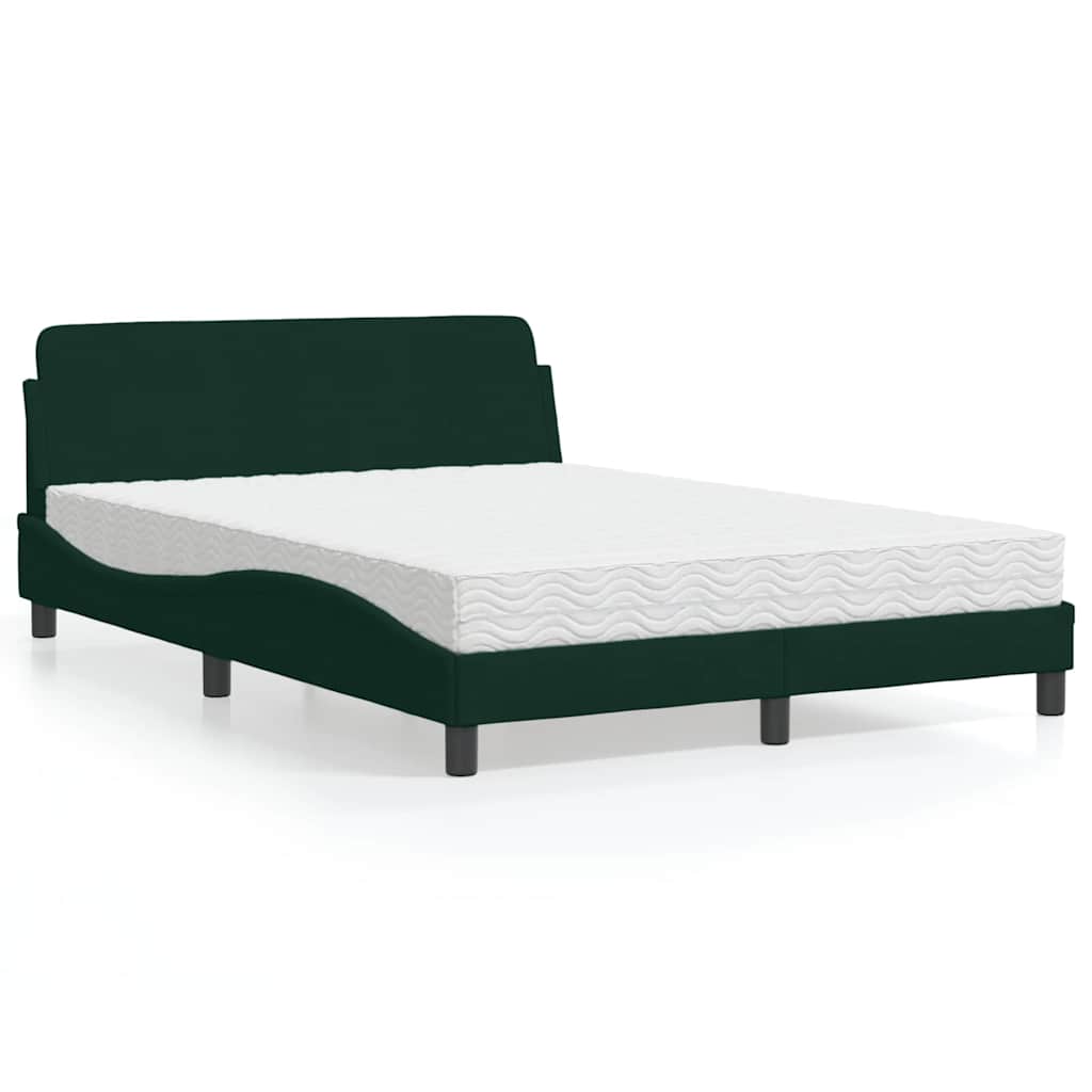 Bett mit Matratze "Dover" Dunkelgrün 140x190 cm Samt