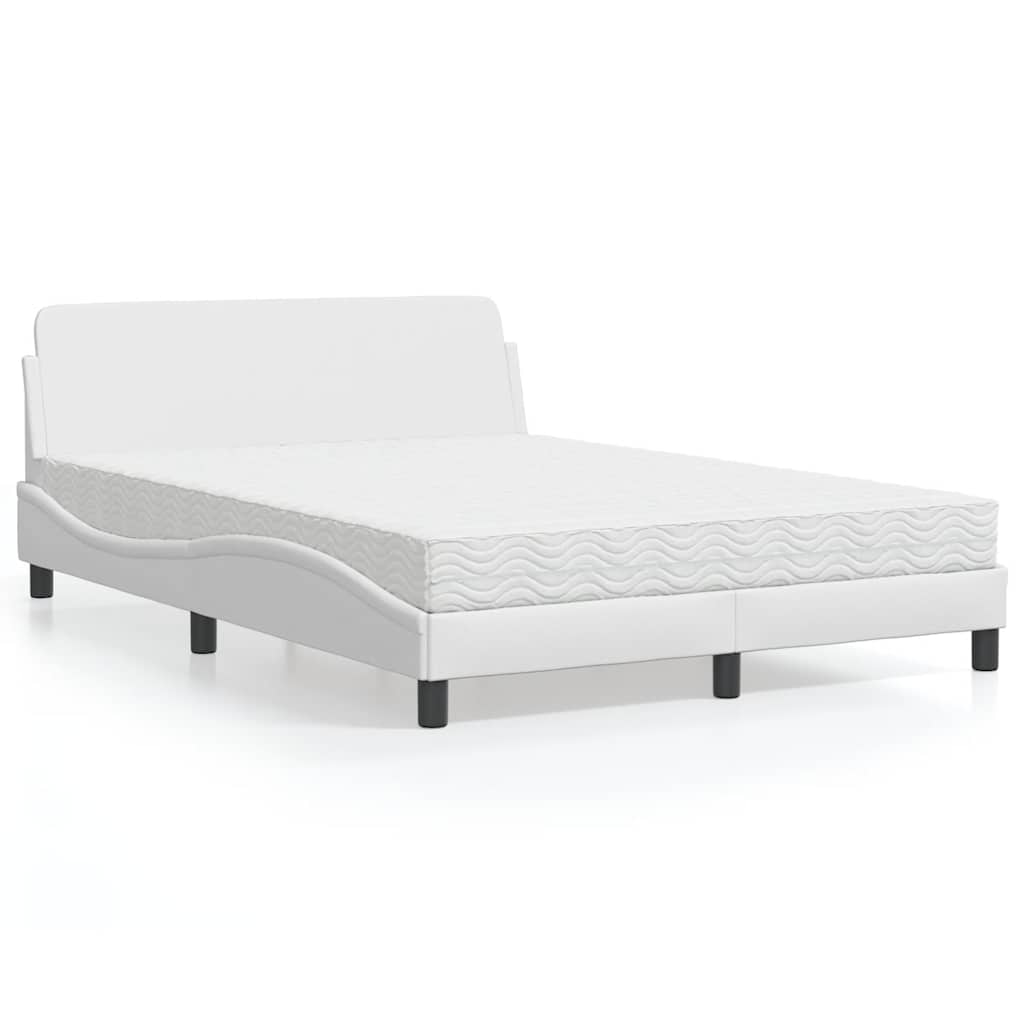 Bett mit Matratze "Dover" Weiß 140x190 cm Kunstleder