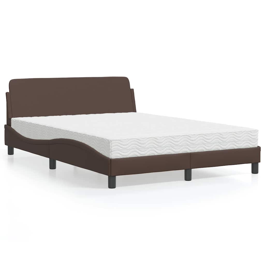 Bett mit Matratze "Dover" Braun 140x190 cm Kunstleder
