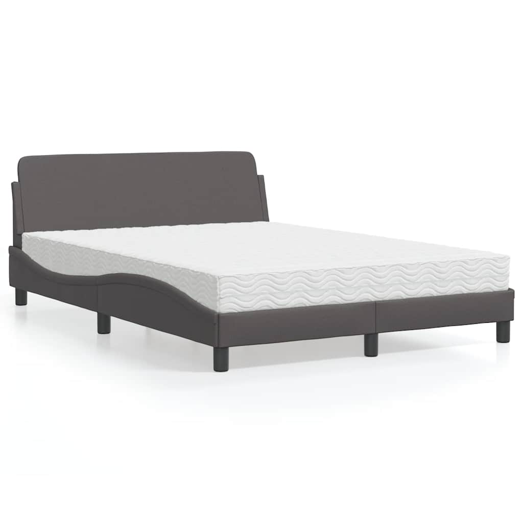 Bett mit Matratze "Dover" Grau 140x190 cm Kunstleder