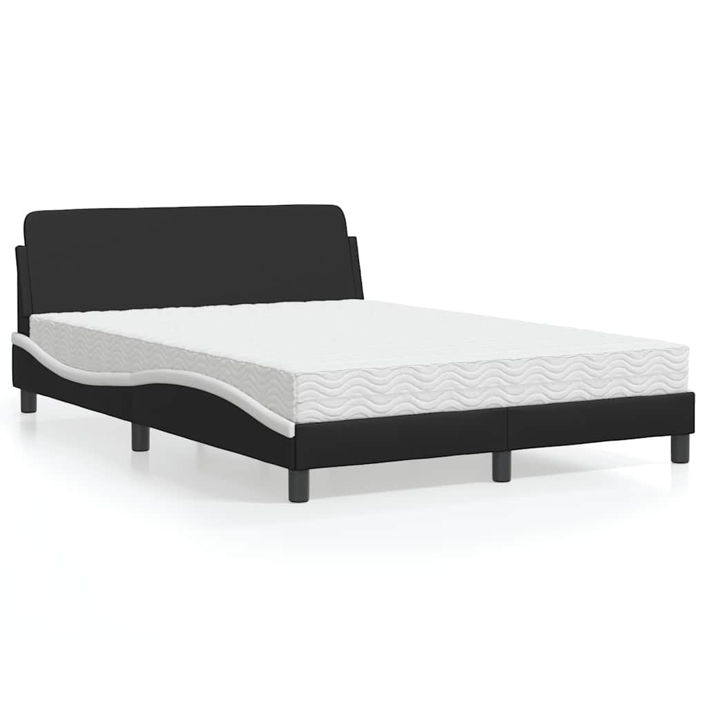 Bett mit Matratze "Dover" Schwarz und Weiß 140x190 cm Kunstleder