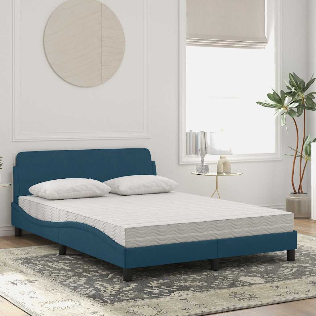 Bett mit Matratze "Dover" Blau 140x200 cm Samt