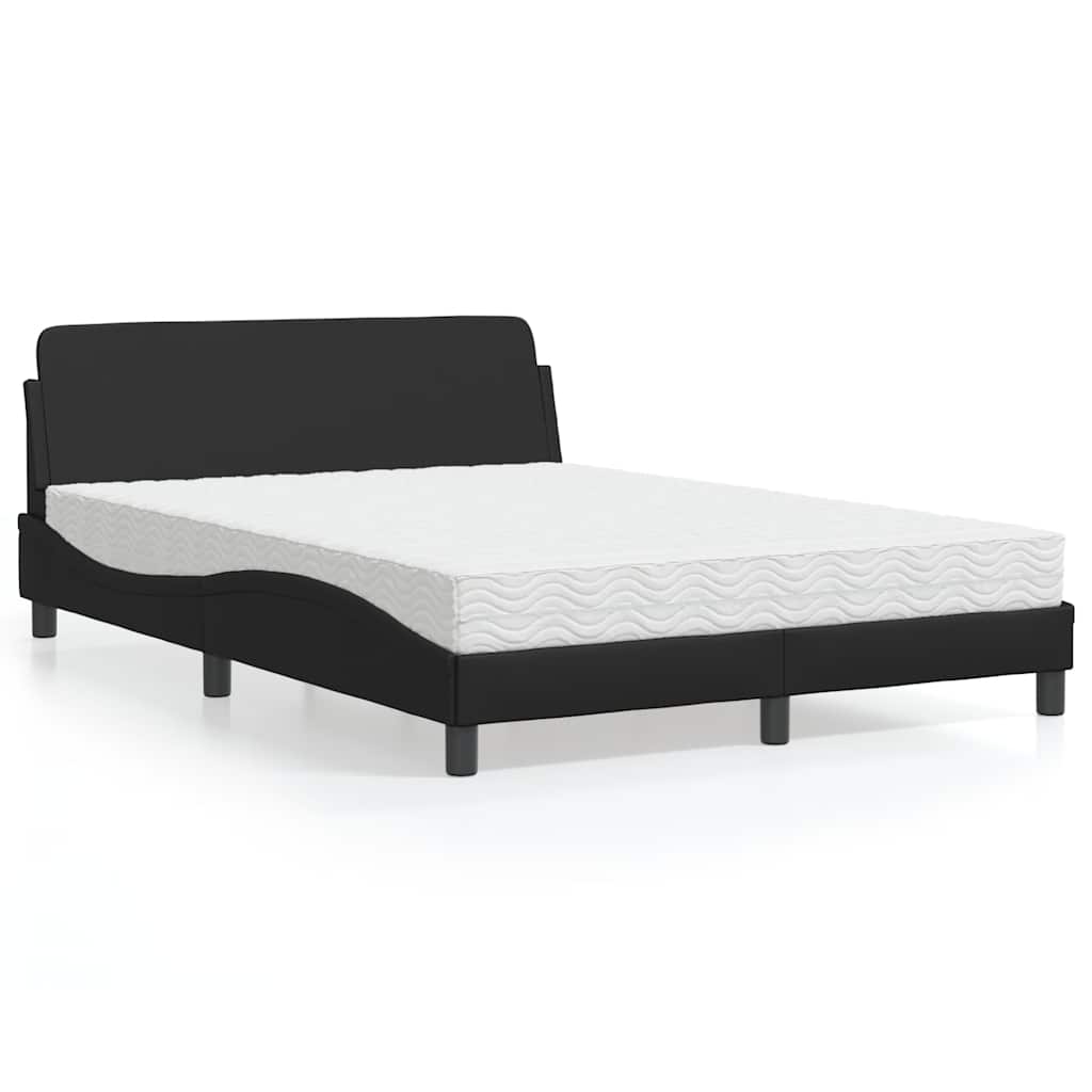 Bett mit Matratze "Dover" Schwarz 140x200 cm Kunstleder