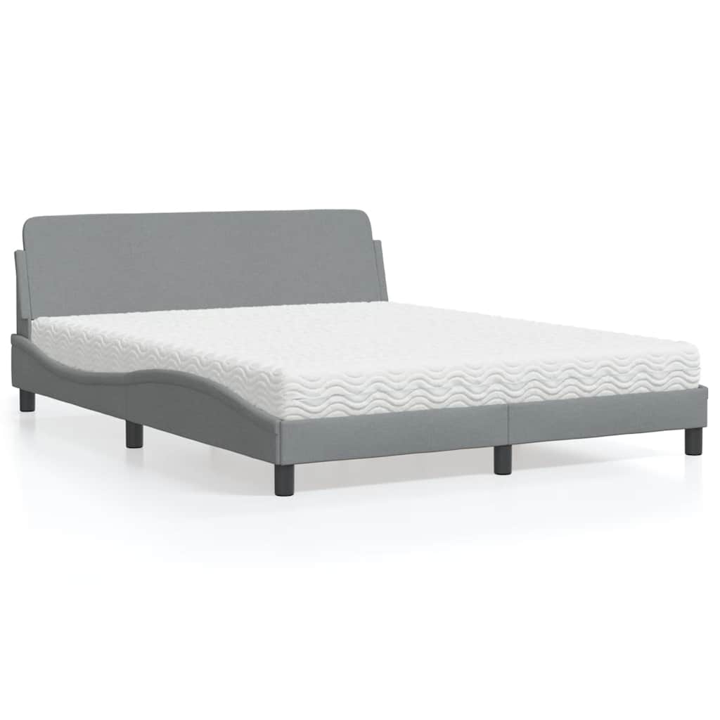 Bett mit Matratze "Dover" Hellgrau 160x200 cm Stoff
