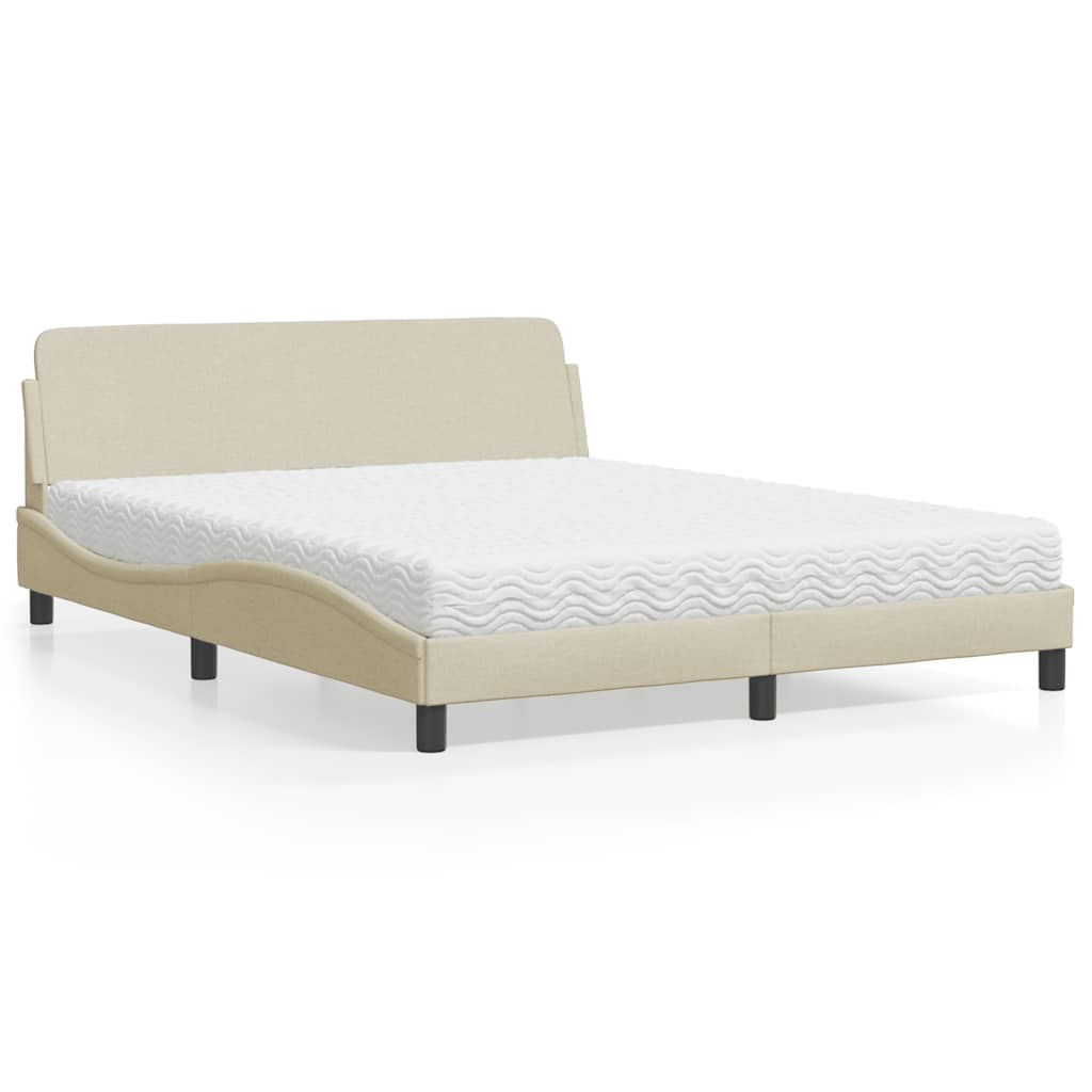 Bett mit Matratze "Dover" Creme 160x200 cm Stoff